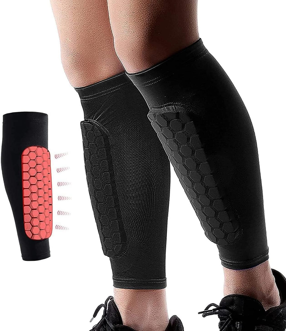 Shin Guards Full-Calf Compression Honeycomb Padding & Silicone Grip