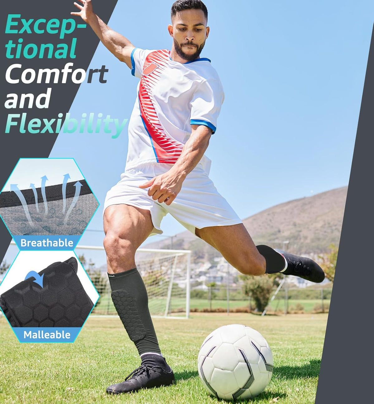 Shin Guards Full-Calf Compression Honeycomb Padding & Silicone Grip