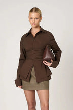 Shirt Draped Waist Featherlight Wrinkle-Resistant