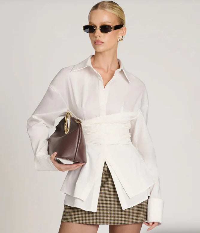 Shirt Draped Waist Featherlight Wrinkle-Resistant