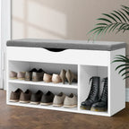 Shoe Bench Cushioned Seat Holds 9 Pairs