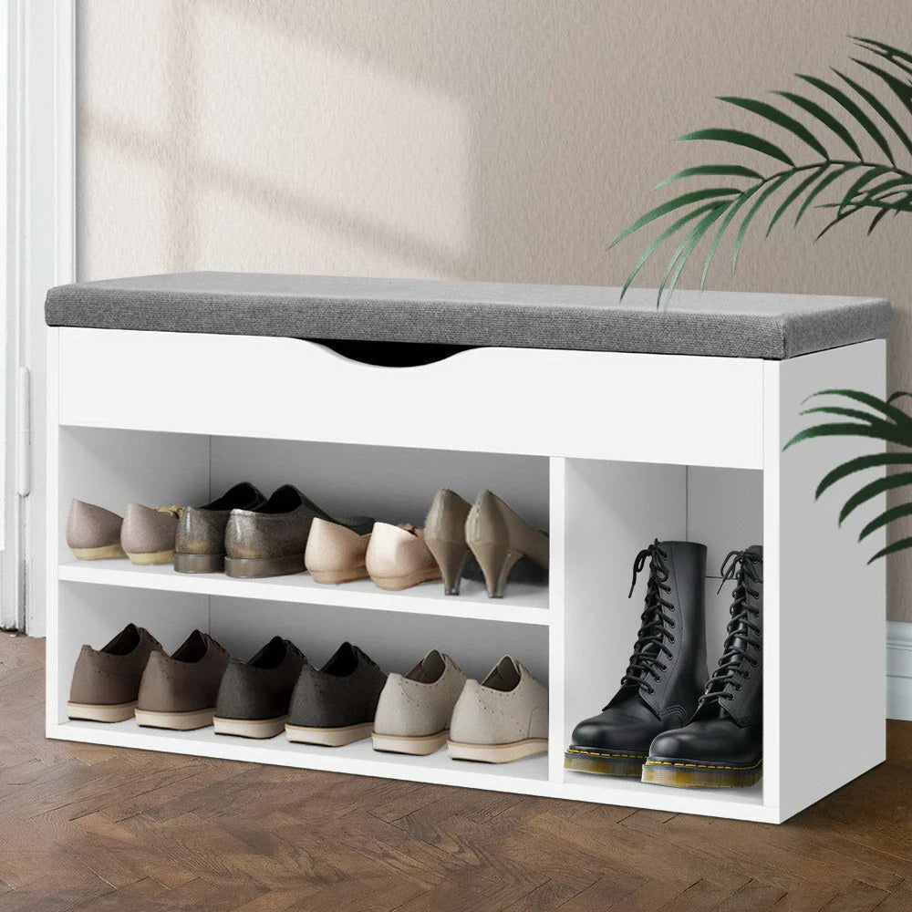Shoe Bench Cushioned Seat Holds 9 Pairs