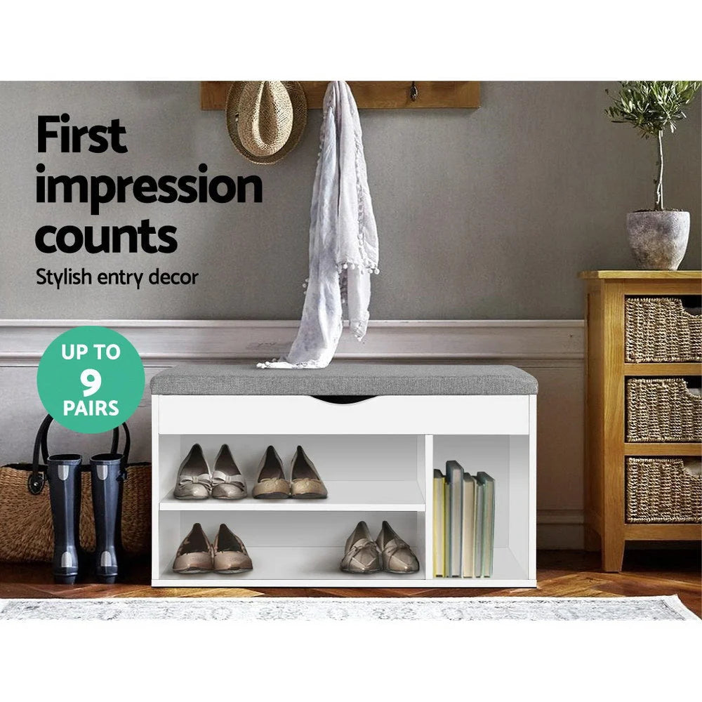 Shoe Bench Cushioned Seat Holds 9 Pairs