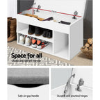 Shoe Bench Cushioned Seat Holds 9 Pairs