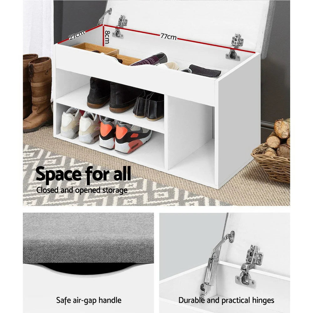 Shoe Bench Cushioned Seat Holds 9 Pairs