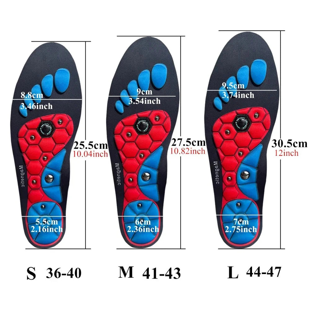 Shoe Insoles Embedded Magnets & Raised Pressure Points Trim-To-Fit