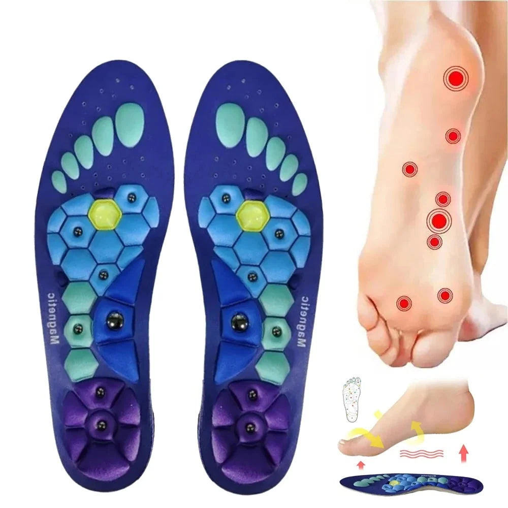 Shoe Insoles Embedded Magnets & Raised Pressure Points Trim-To-Fit