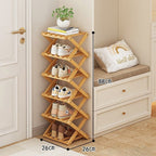 Shoe Rack Bamboo Tiered Foldable
