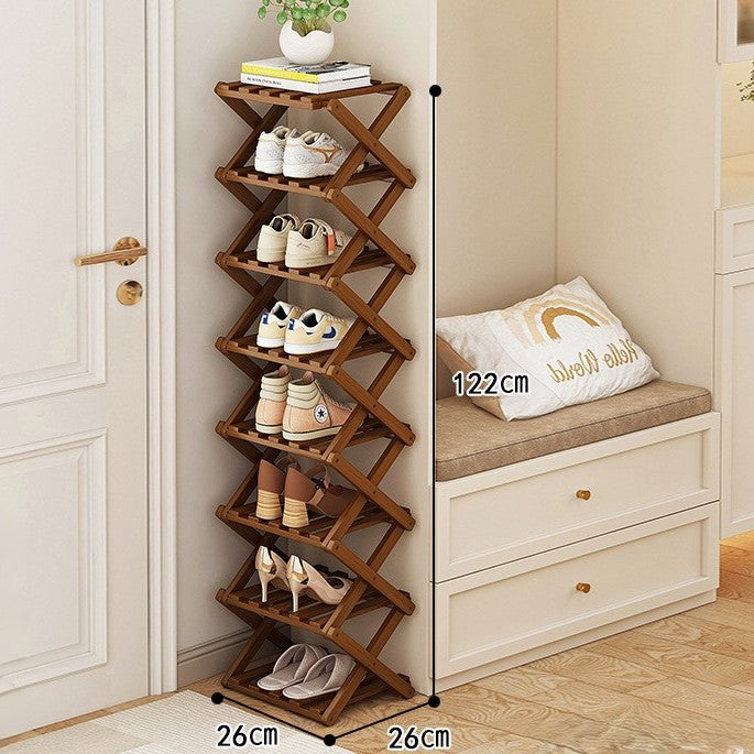 Shoe Rack Bamboo Tiered Foldable