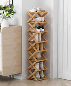 Shoe Rack Bamboo Tiered Foldable