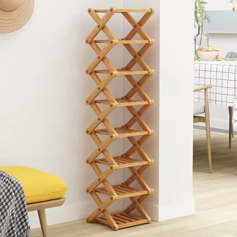 Shoe Rack Bamboo Tiered Foldable