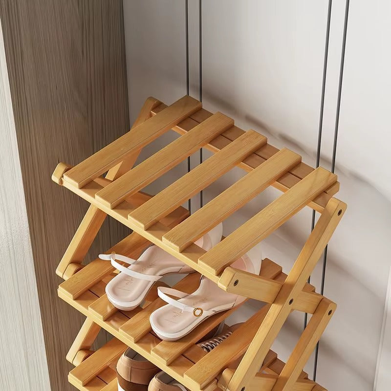 Shoe Rack Bamboo Tiered Foldable
