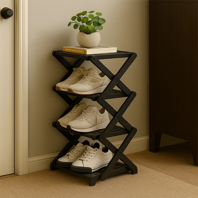 Shoe Rack Bamboo Tiered Foldable