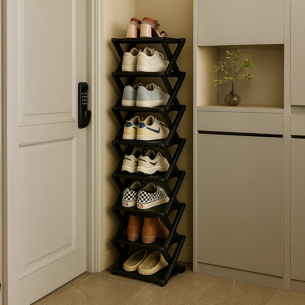Shoe Rack Bamboo Tiered Foldable