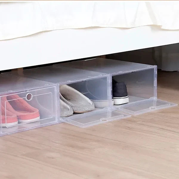 Shoe Storage Boxes Stackable Clear Set of 6