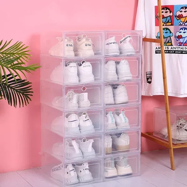 Shoe Storage Boxes Stackable Clear Set of 6