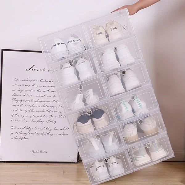 Shoe Storage Boxes Stackable Clear Set of 6