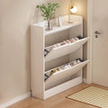 Shoe Storage Cabinet Slim Concealed Engineered Wood