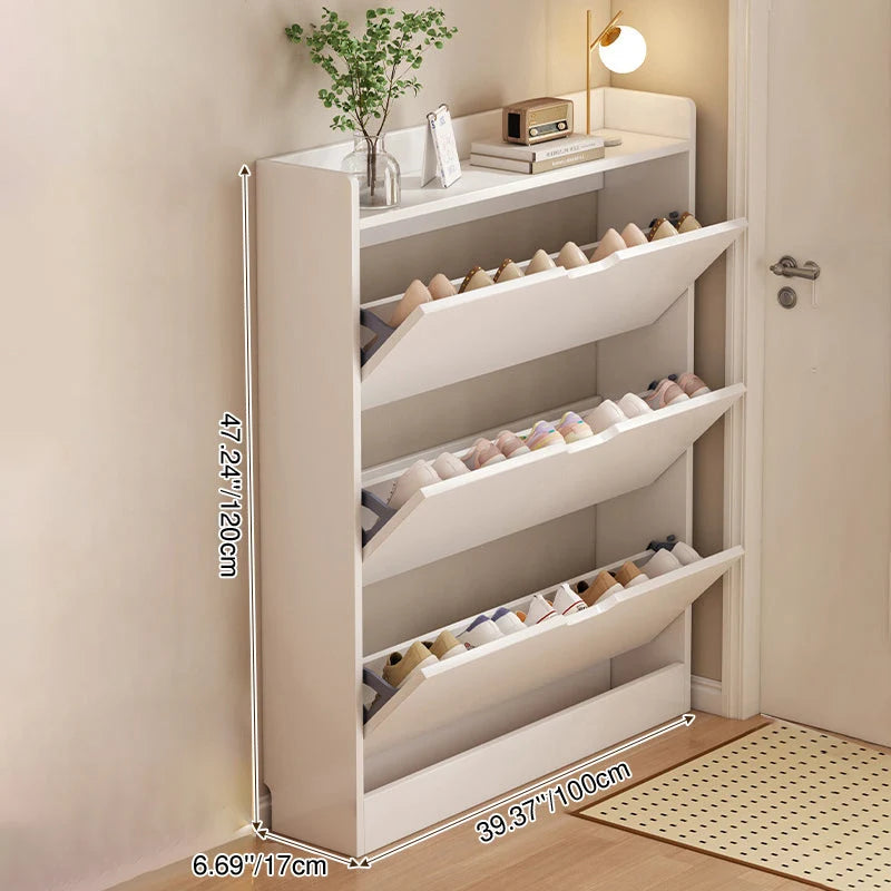 Shoe Storage Cabinet Slim Concealed Engineered Wood