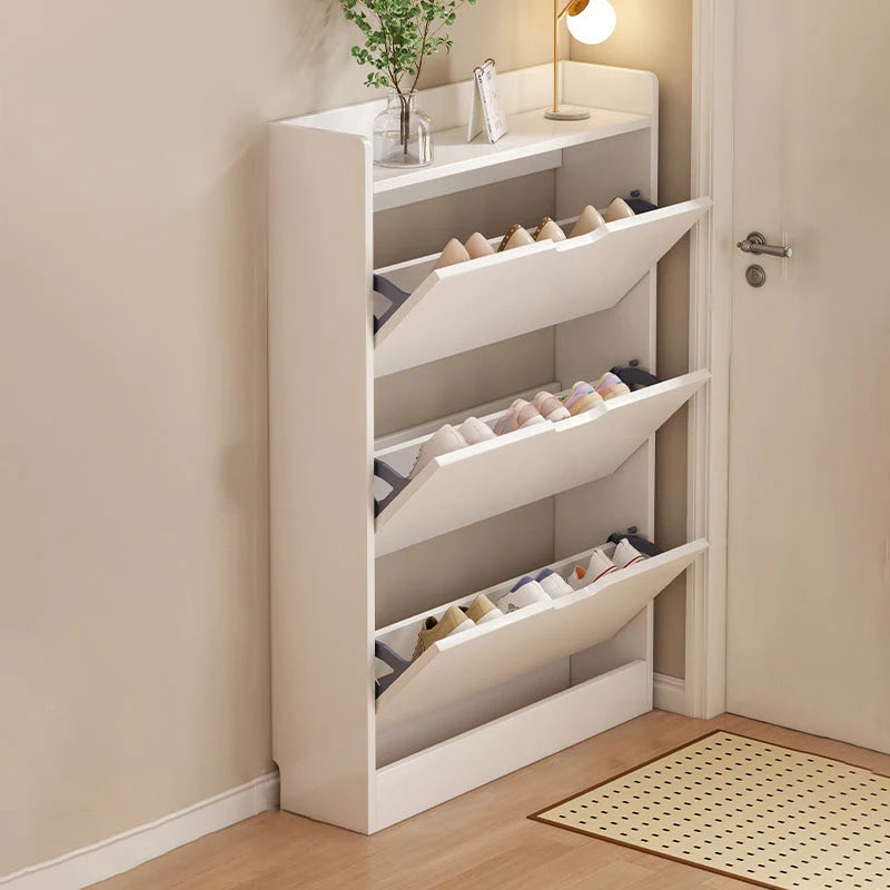 Shoe Storage Cabinet Slim Concealed Engineered Wood