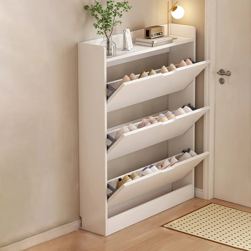 Shoe Storage Cabinet Slim Concealed Engineered Wood