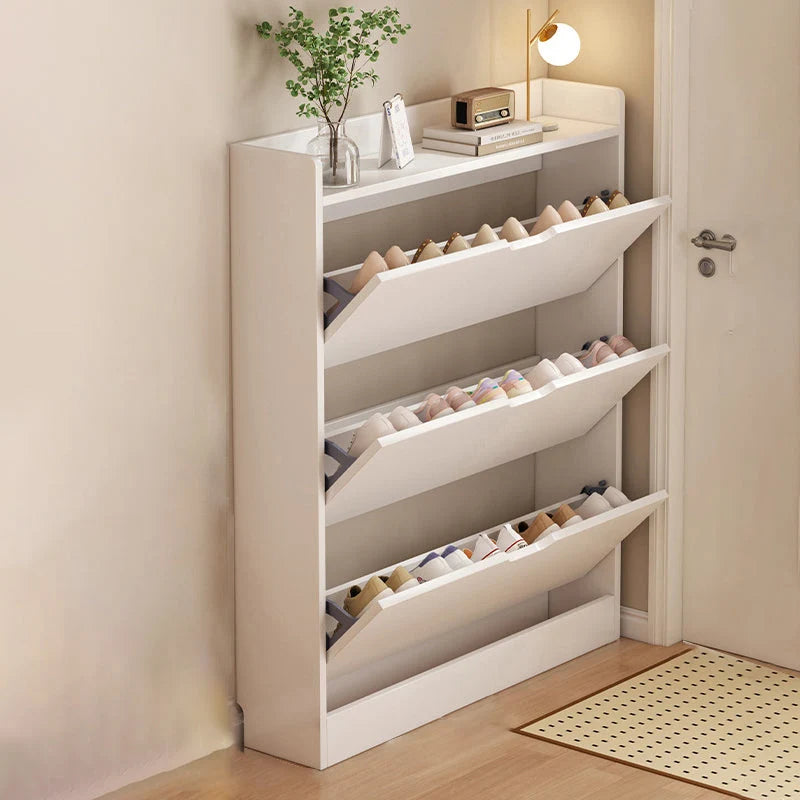 Shoe Storage Cabinet Slim Concealed Engineered Wood