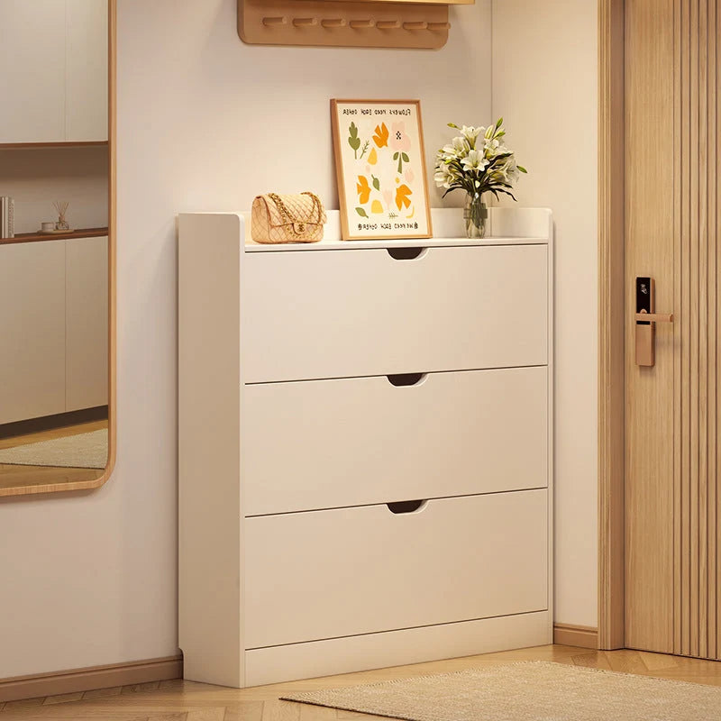 Shoe Storage Cabinet Slim Concealed Engineered Wood