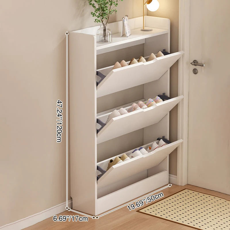 Shoe Storage Cabinet Slim Concealed Engineered Wood