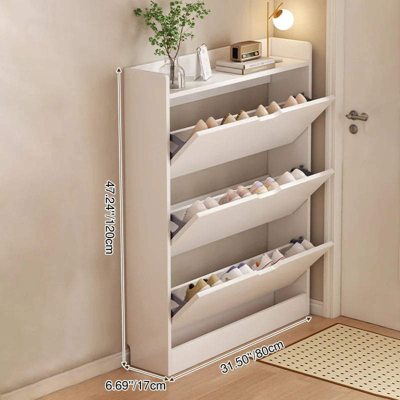 Shoe Storage Cabinet Slim Concealed Engineered Wood