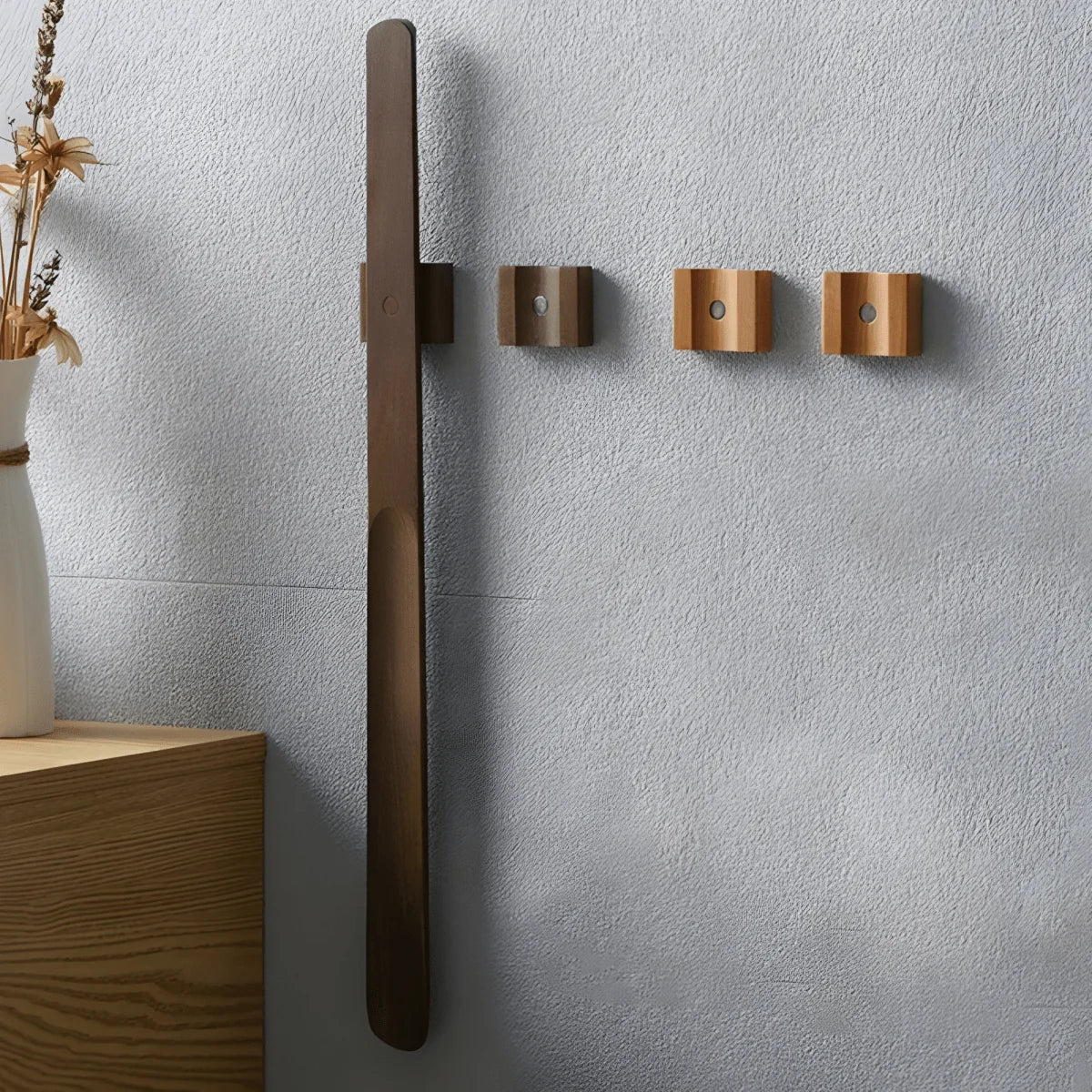 Shoehorn Extra-Long Solid Walnut Ergonomic Handle & Magnetic Storage