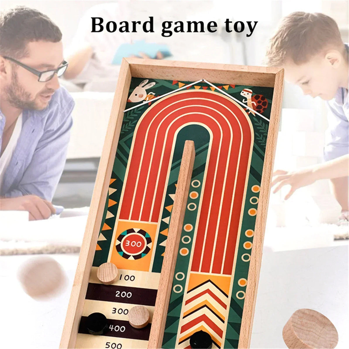 Shooting Disc Game Natural Wood Portable