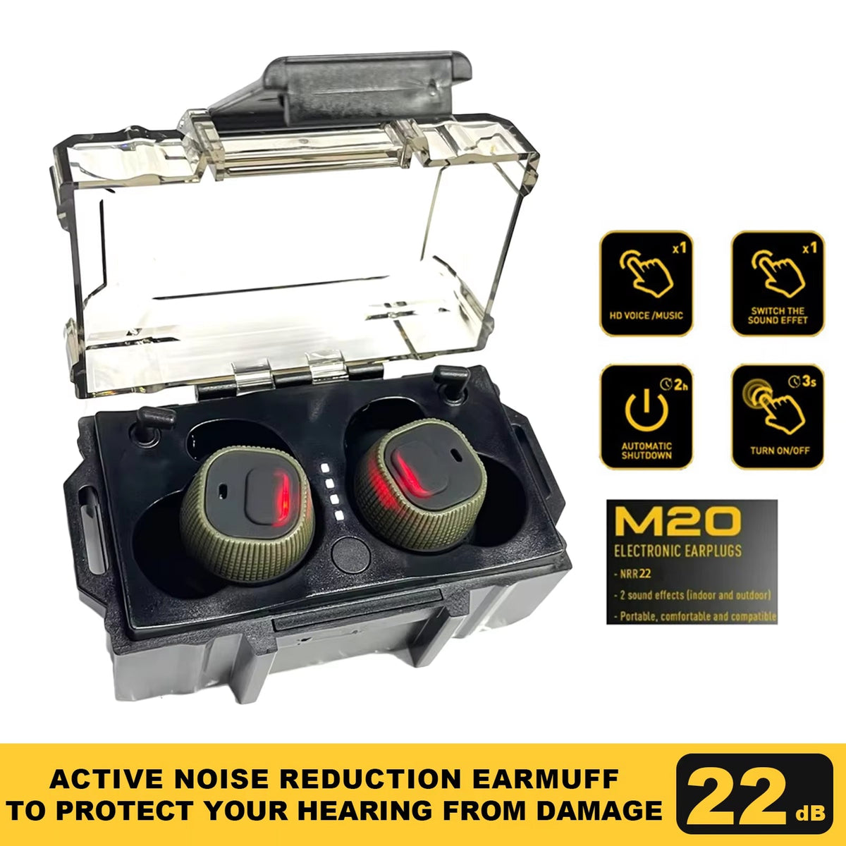 Shooting Earbuds NRR22 Protection & Speech Boost
