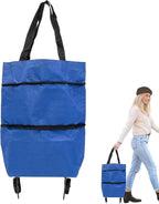 Shopping Tote 2-In-1 Foldable Wheels Waterproof Oxford