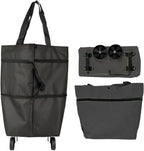 Shopping Tote 2-In-1 Foldable Wheels Waterproof Oxford