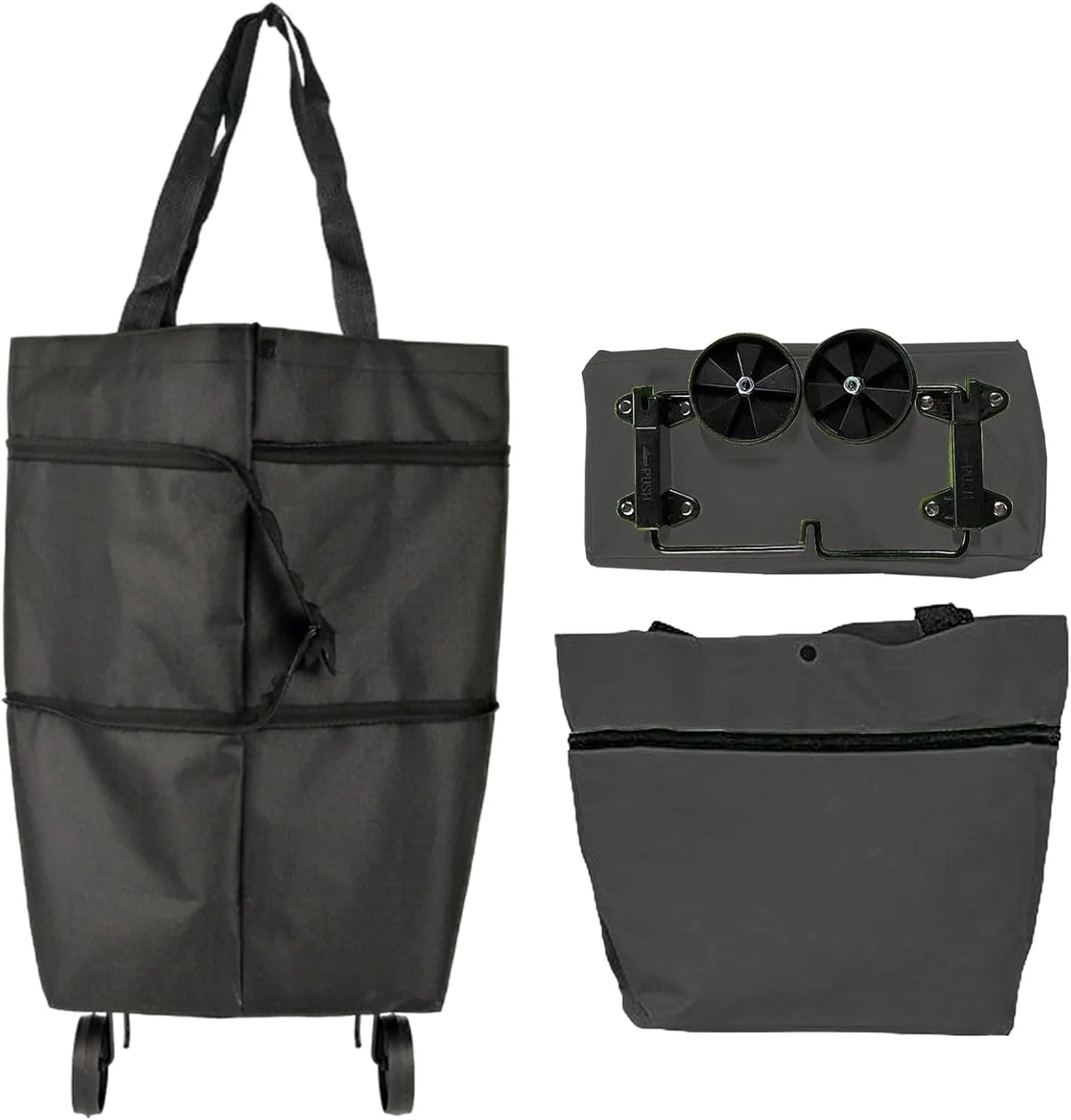 Shopping Tote 2-In-1 Foldable Wheels Waterproof Oxford