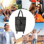 Shopping Tote 2-In-1 Foldable Wheels Waterproof Oxford