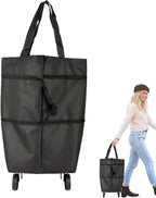 Shopping Tote 2-In-1 Foldable Wheels Waterproof Oxford