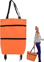 Shopping Tote 2-In-1 Foldable Wheels Waterproof Oxford