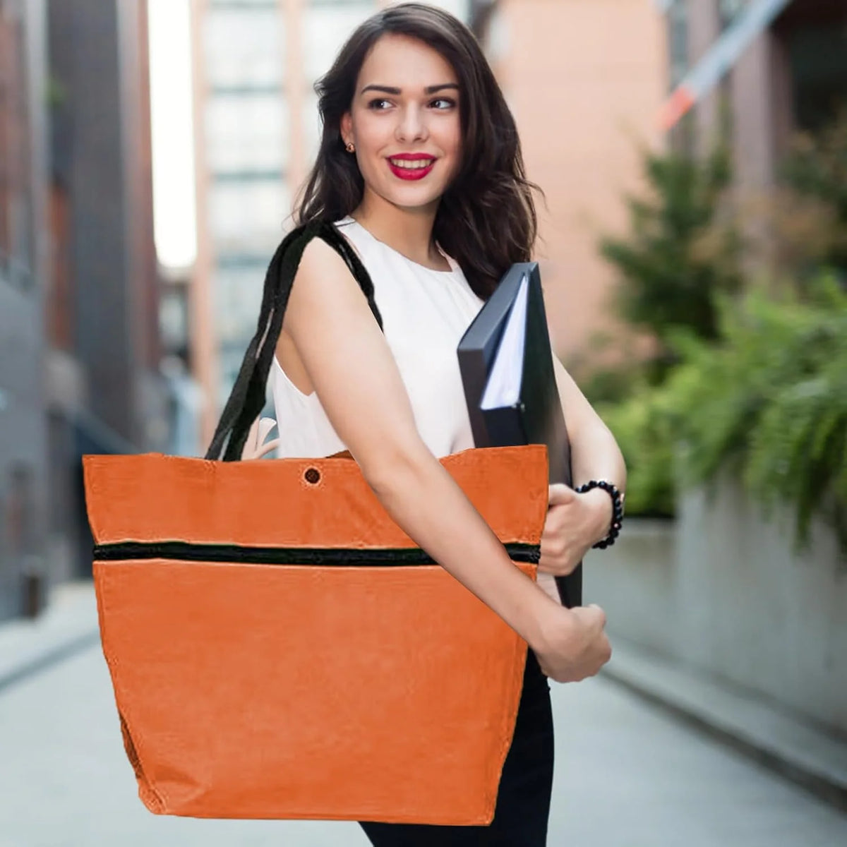 Shopping Tote 2-In-1 Foldable Wheels Waterproof Oxford