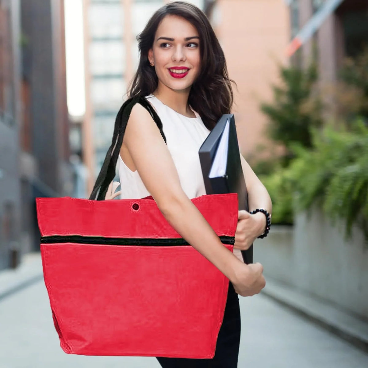 Shopping Tote 2-In-1 Foldable Wheels Waterproof Oxford