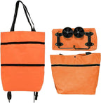 Shopping Tote 2-In-1 Foldable Wheels Waterproof Oxford