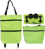 Shopping Tote 2-In-1 Foldable Wheels Waterproof Oxford