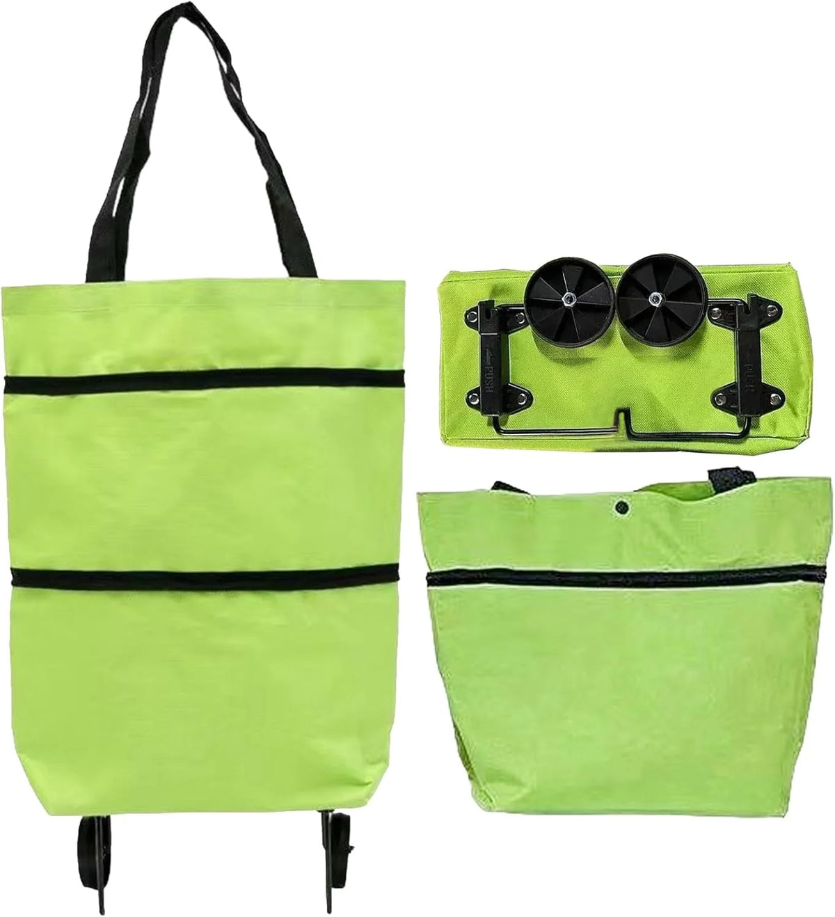 Shopping Tote 2-In-1 Foldable Wheels Waterproof Oxford