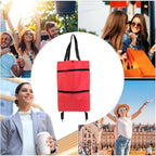 Shopping Tote 2-In-1 Foldable Wheels Waterproof Oxford