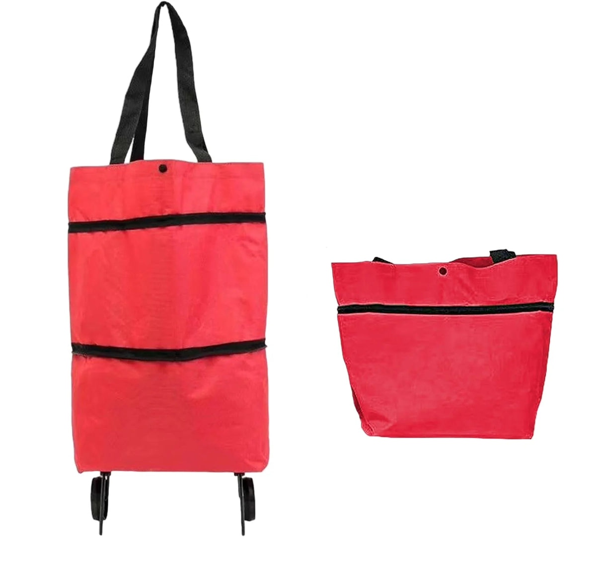 Shopping Tote 2-In-1 Foldable Wheels Waterproof Oxford
