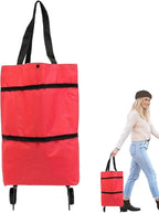 Shopping Tote 2-In-1 Foldable Wheels Waterproof Oxford
