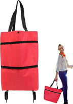 Shopping Tote 2-In-1 Foldable Wheels Waterproof Oxford
