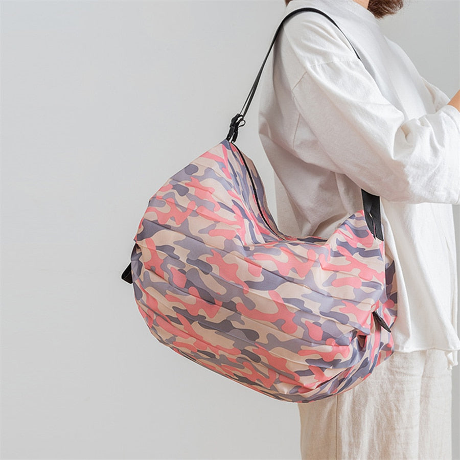 Shopping Tote Foldable Oxford Fabric Water-Resistant 22 lb Capacity