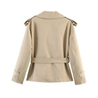 Short Trench Coat Twill Self-Tie Belt