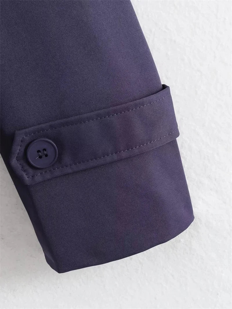 Short Trench Coat Twill Self-Tie Belt